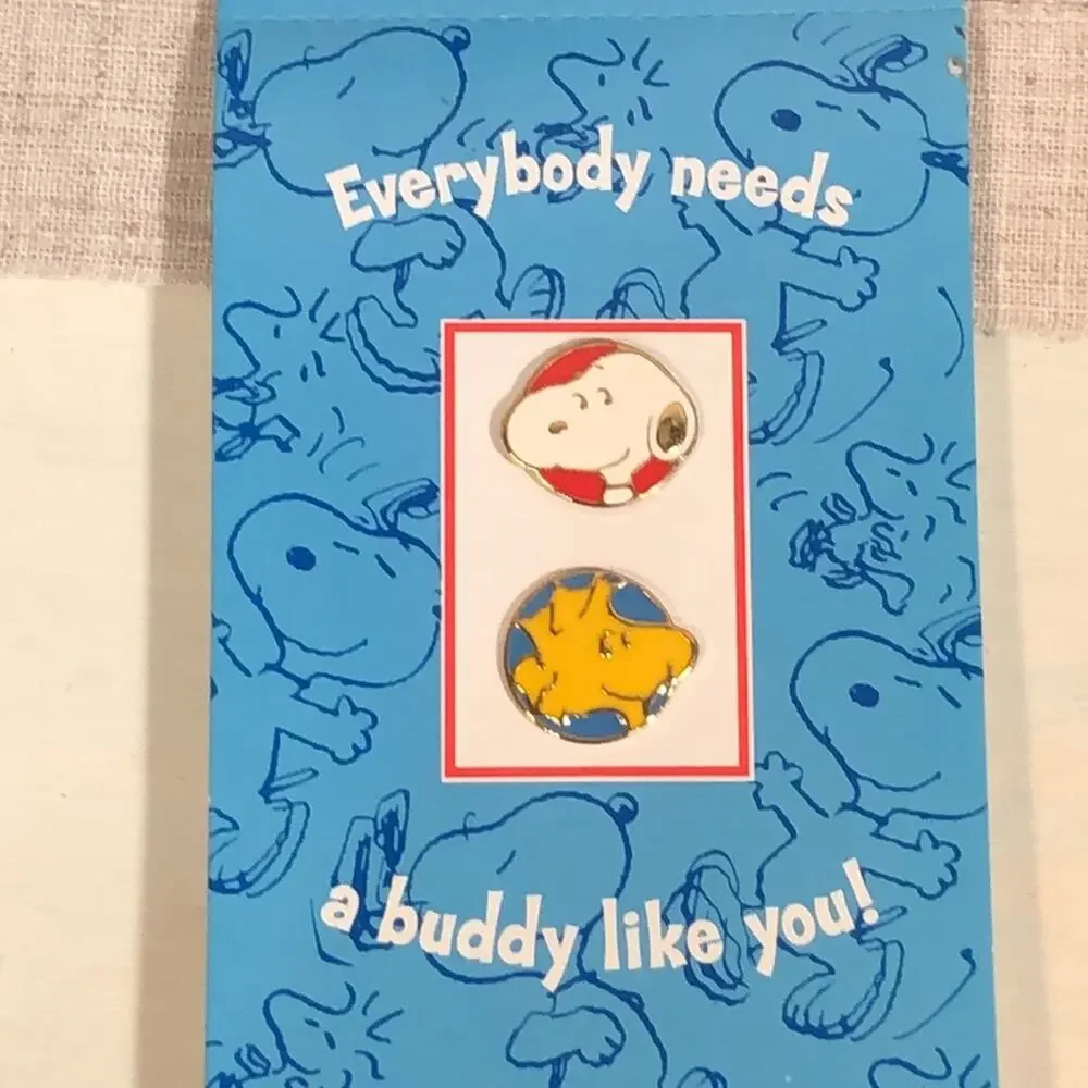 Hallmark Snoopy and Woodstock Pin Pairs NEW on Card! 8 Sets - Great for Parties